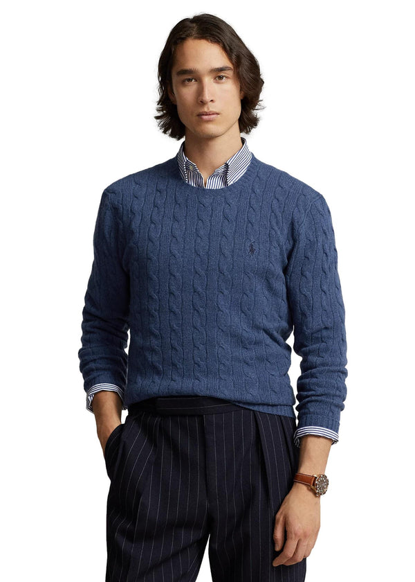 Polo Ralph Lauren Cable-Knit Wool-Cashmere Sweater Genser Blå Melert - chrismoa.no