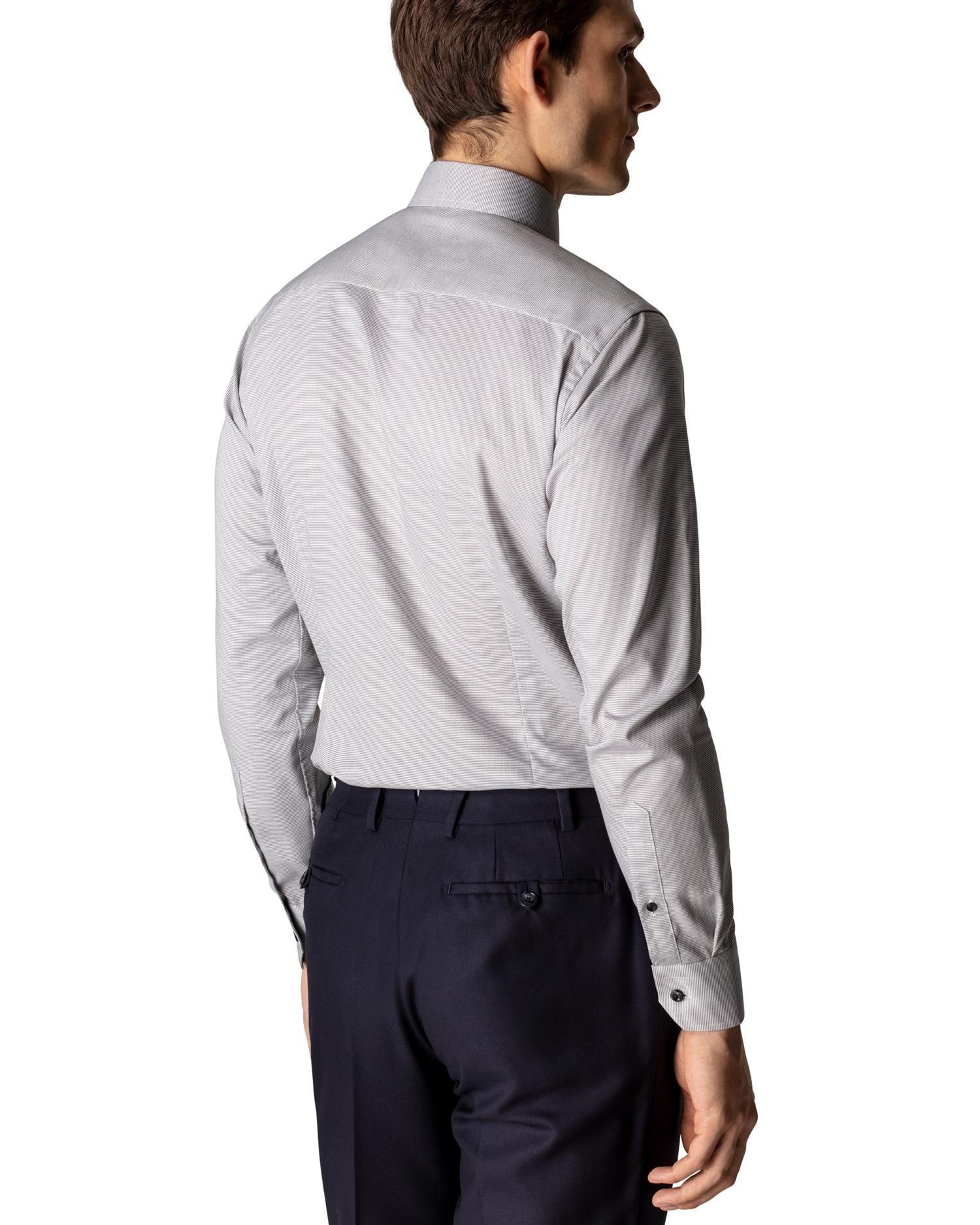 Eton Slim Grey Twill Shirt Skjorte Grå - chrismoa.no