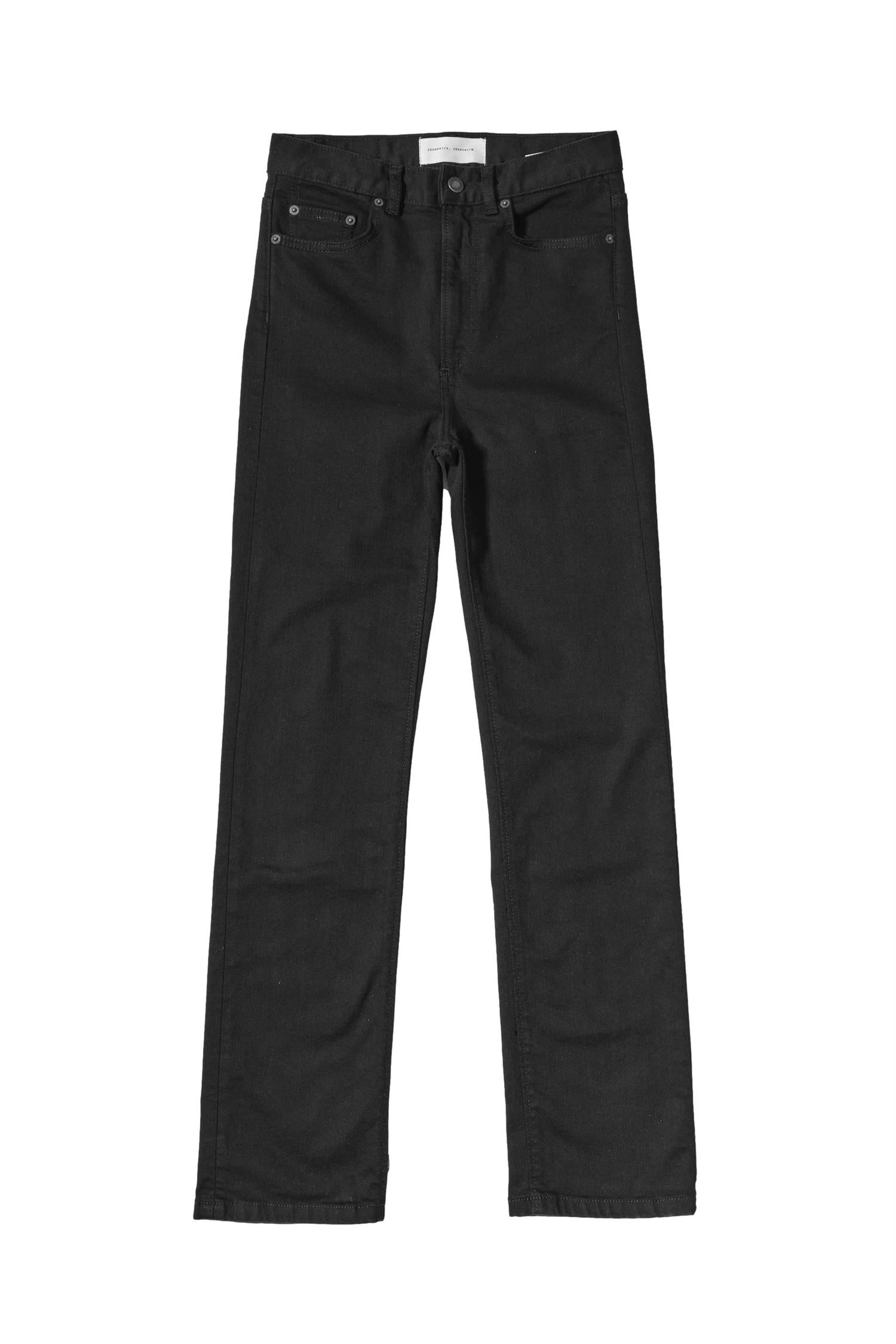 Sort Jeanerica Eiffel bukse i denim, vist i et bilde som viser passform og detaljene i materialet.